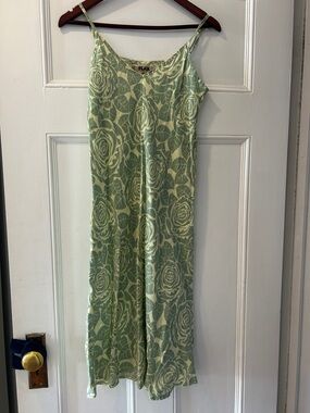 2 x Flax Sage Green and purple Rose-Print Slip Dress size P (4-6)